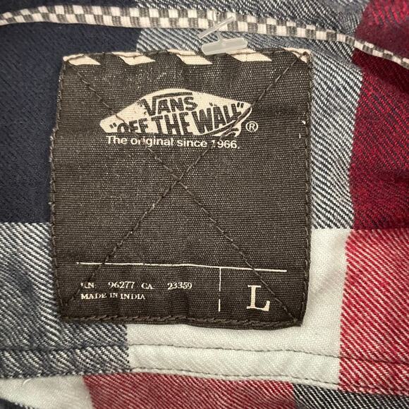 Vans Mens Shirt L Red Plaid Flannel Button Up Rugged Cabincore Travel Casual - Picture 2 of 10